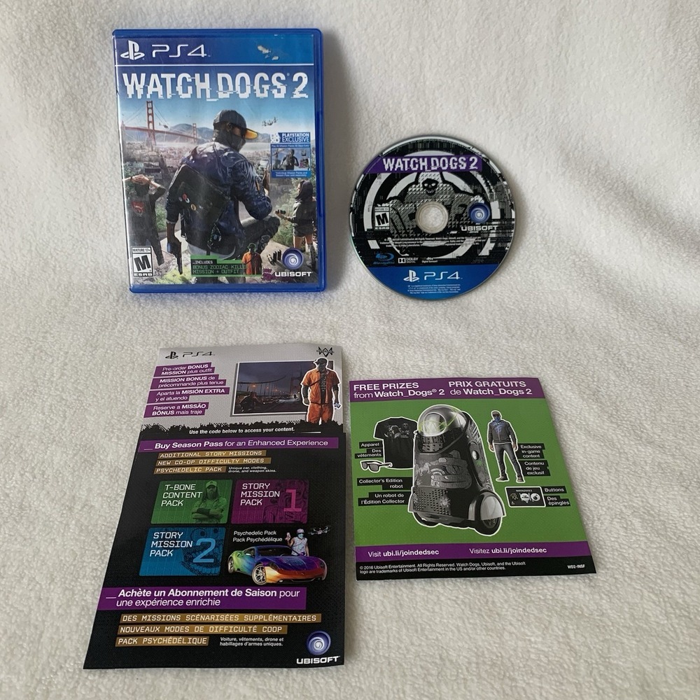 Watch Dogs 2 (Sony PlayStation 4, 2016, PS4) Complete Tested